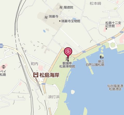 松島海岸駅から観欄亭までの地図画像
